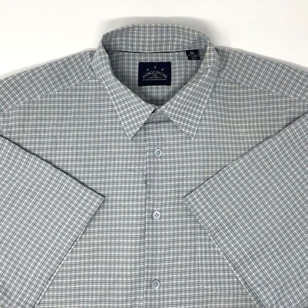 Indigo Palms Tommy Bahama Light Gray Short Sleeve Button Up Men's Shirt Size XXL